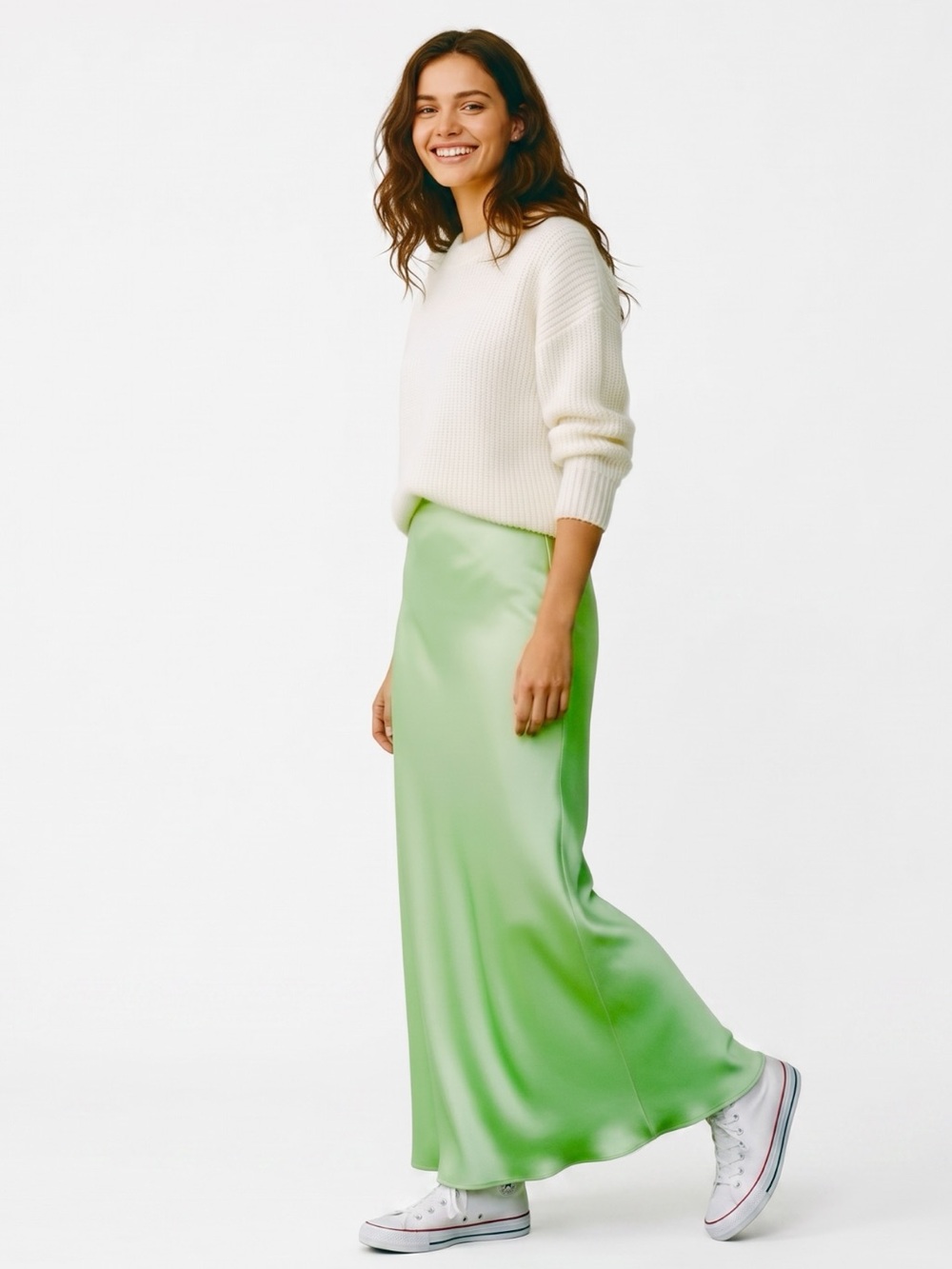 Anthropologie Tilda Maxi Slip Skirt Mint Green